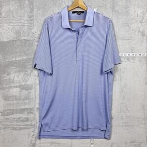 RLX Ralph Lauren Striped Golf Polo Shirt SzL Blue White Performance Stretch Tech
